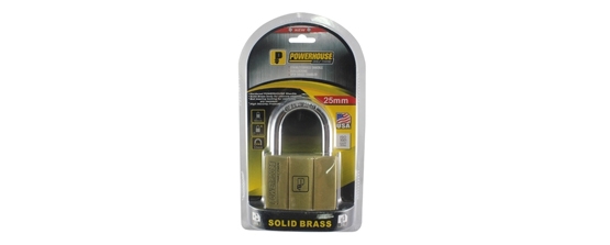Powerhouse Solid Brass Padlock - 25mm