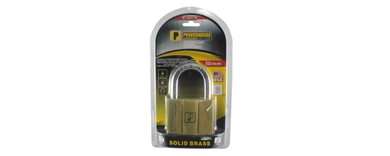 Powerhouse Solid Brass Padlock - 50mm